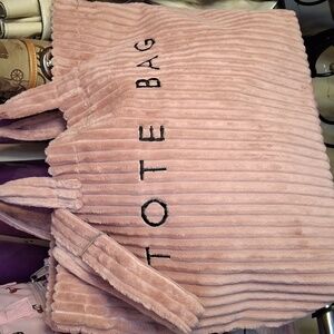 NEW LIGHT PINK FAUX CHENILLE MEDIUM TOTE BAG